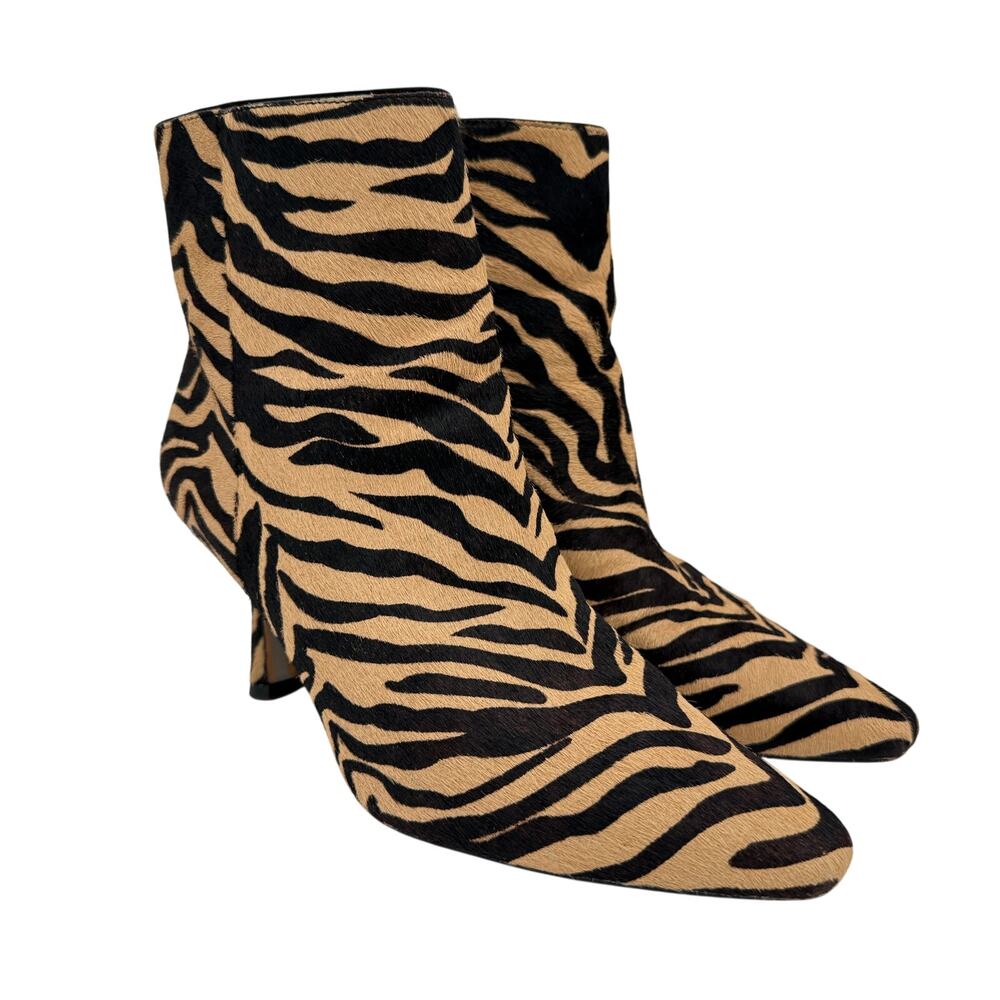 Sam Edelman Calf Hair Animal Print Ankle Boots Size 7M Tiger Zebra Print 3" Heel